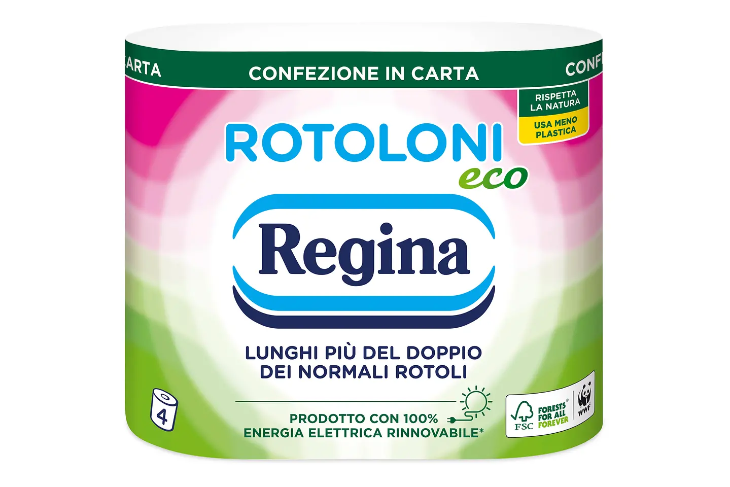 Sofidel, a globally leading manufacturer for tissue paper, was looking for a more sustainable primary packaging for its toilet paper brand Regina by redesigning it by replacing the PE film with a paper wrap.