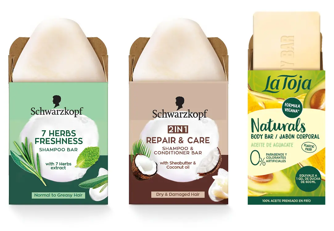 Champús sólidos de Schwarzkopf y pastilla de jabón de La Toja