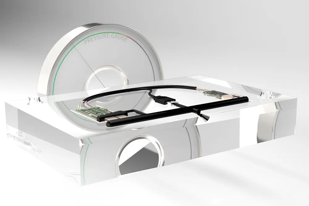 Low pressure molding process: The bare electronics are inserted into a predesigned mold set. TECHNOMELT® encapsulates electronics at low pressure. After molding, parts get tested and moved to final assembly. 