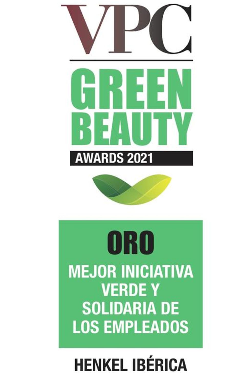 Premios VPC Green Beauty Awards. Finalista mejor iniciativa verde