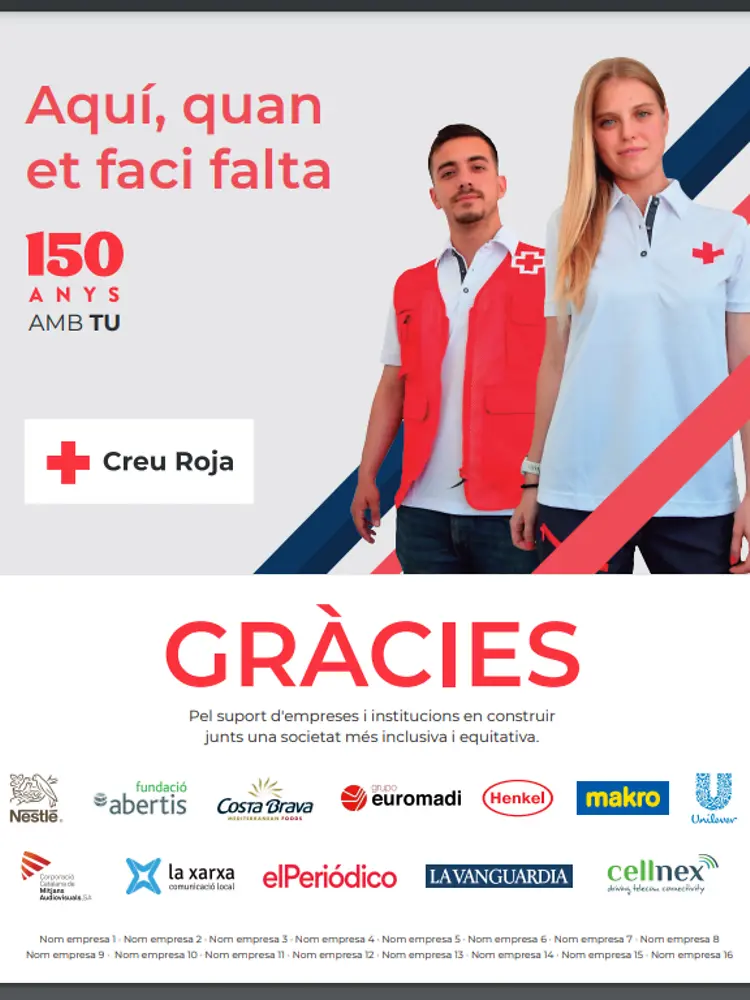 Poster de la Creu Roja con motivo del 150. aniversario