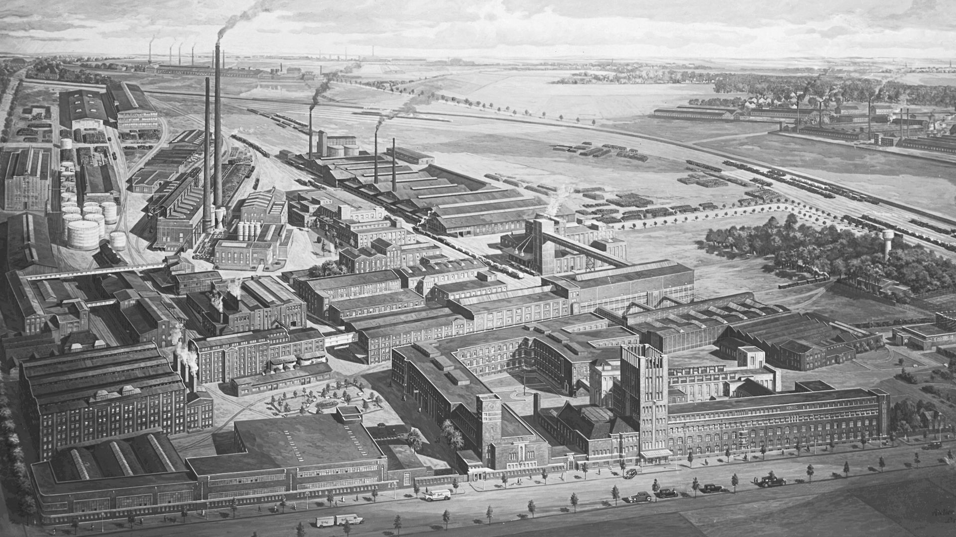 Pintura del exterior de la instalación de Henkel Düsseldorf-Holthausen.