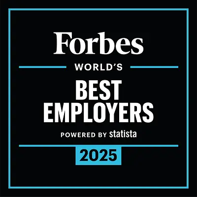 Logotipo del premio Forbes World's Best Employers.