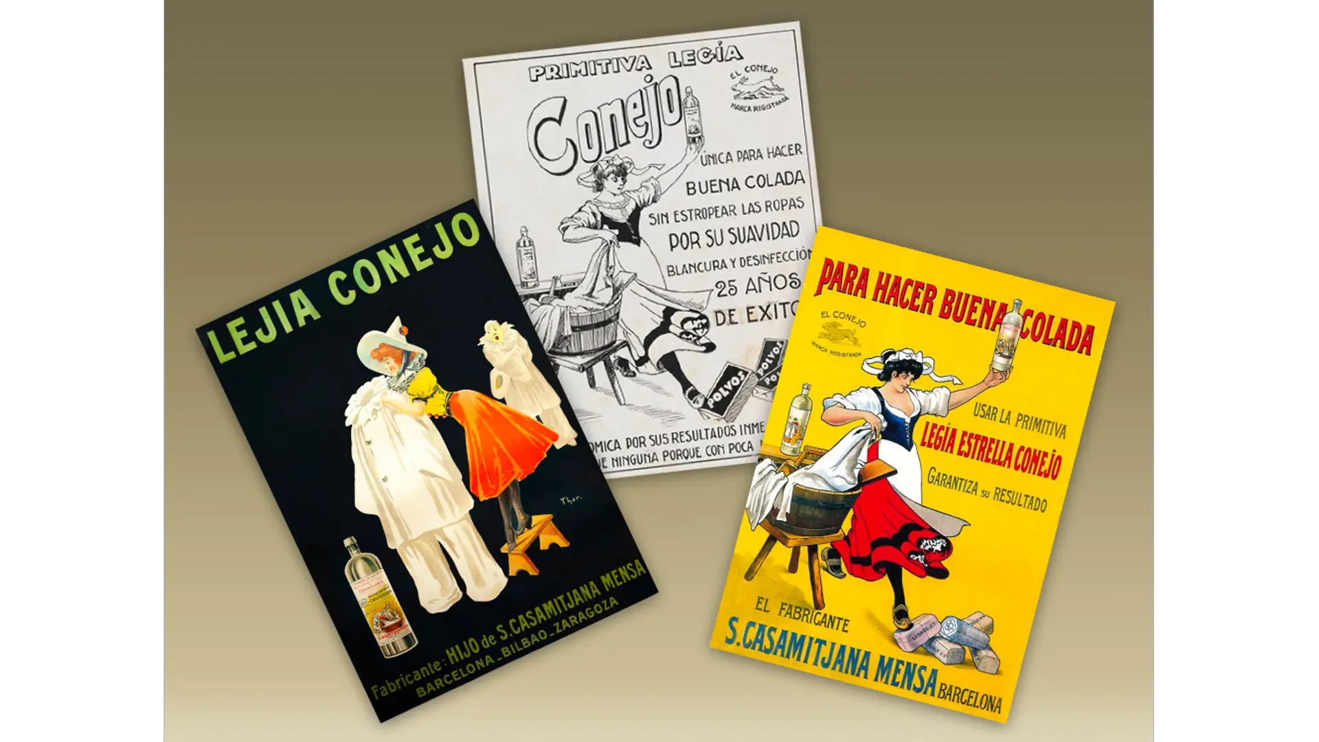 Carteles publicitarios antiguos de lejía Casamitjana Mensa.