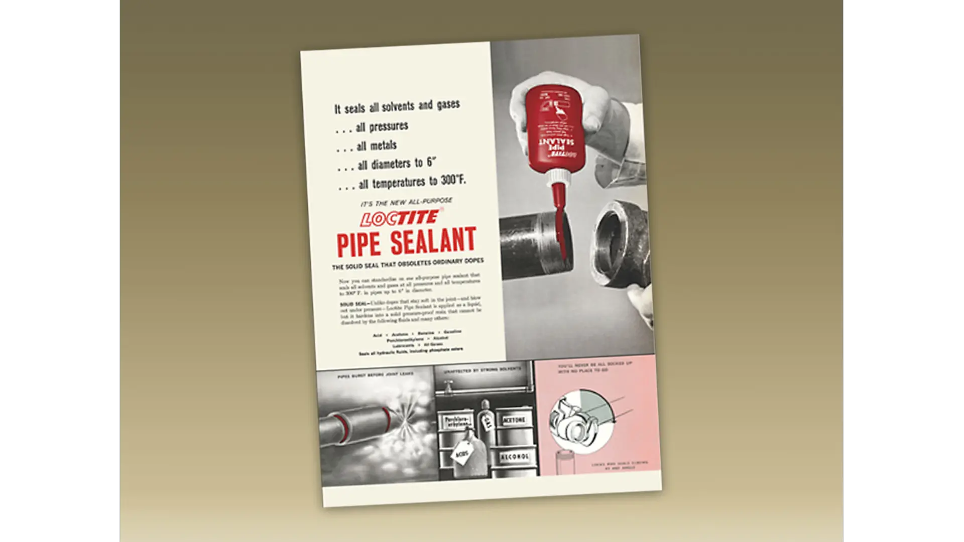 Anuncio histórico de Loctite, marca que Henkel adquirió en 1997.
