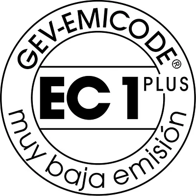 Logotipo de la certificación GEV-EMICODE EC1 PLUS de muy baja emisión.