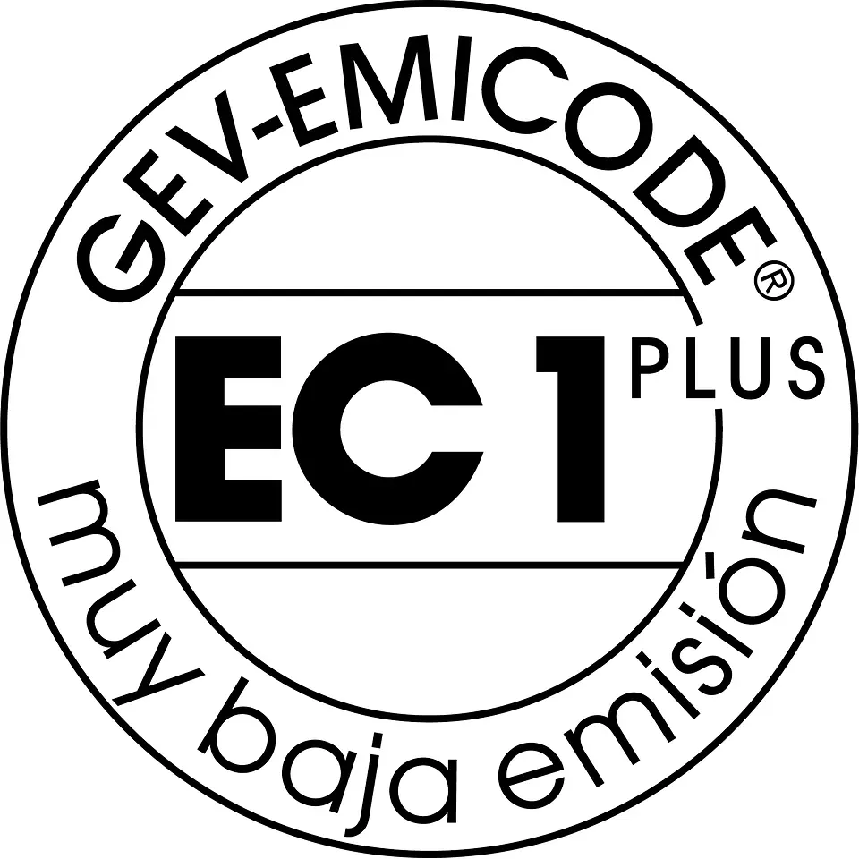 Logotipo de la certificación GEV-EMICODE EC1 PLUS de muy baja emisión.