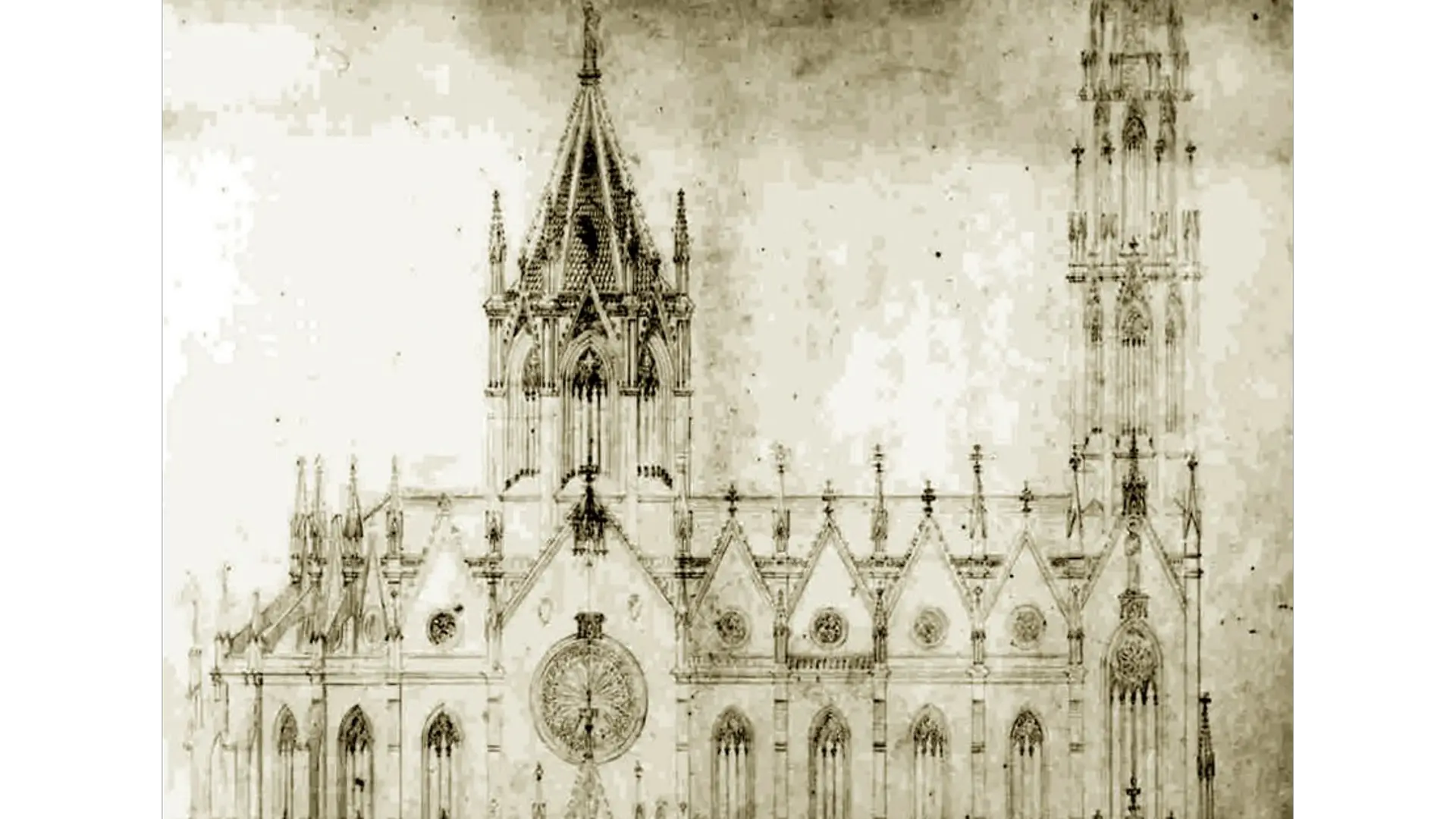 Boceto original del proyecto neogótico de la Sagrada Familia, previo a la dirección de Antoni Gaudí