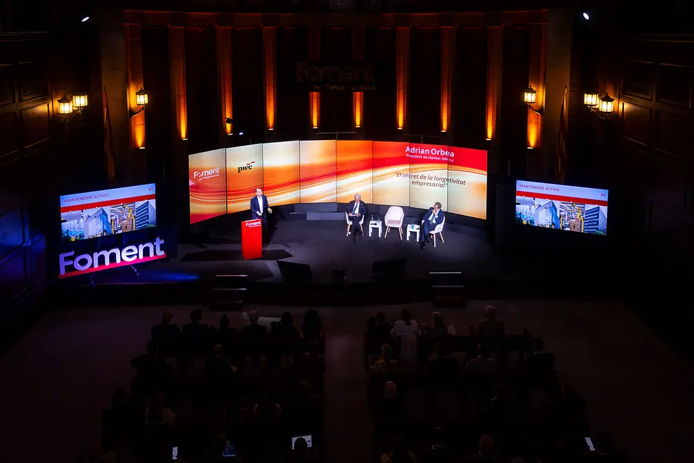 Vista panorámica del Desayuno Ejecutivo «El secreto de la longevidad empresarial», celebrado por Foment del Treball y PwC en Barcelona.