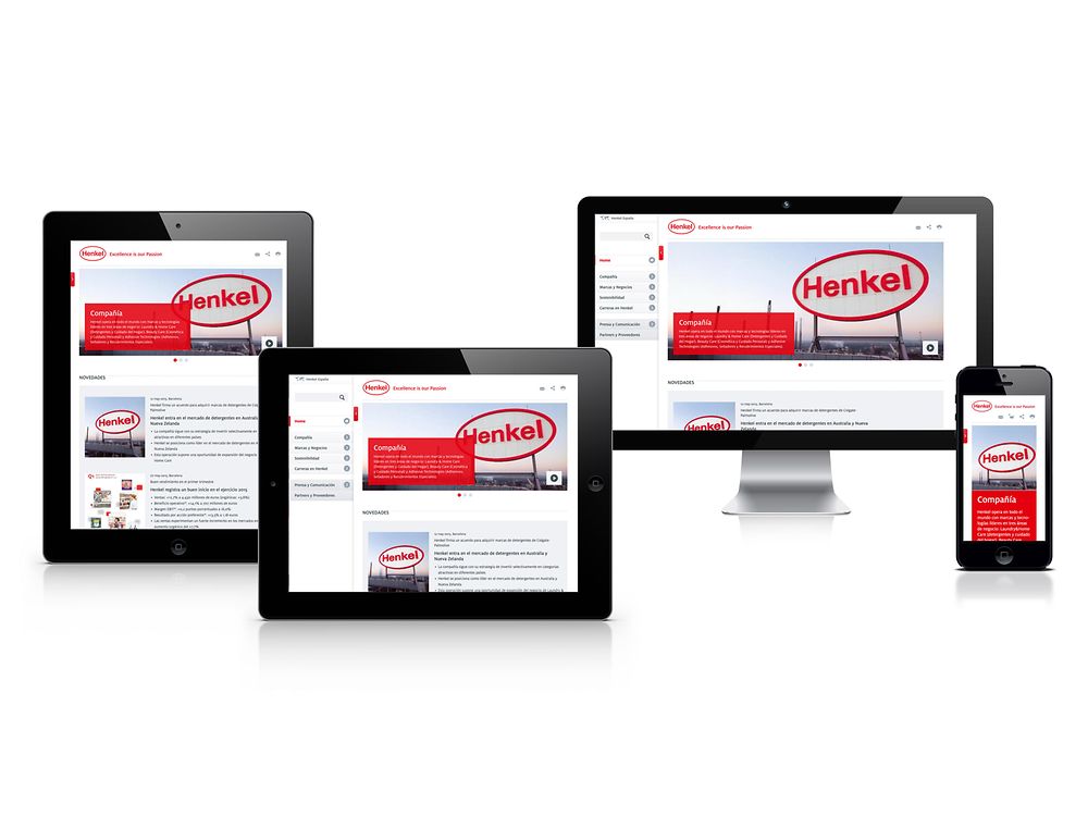 
La nueva página web corporativa de Henkel funciona en todos los dispositivos, proporcionando así la mejor experiencia al usuario.