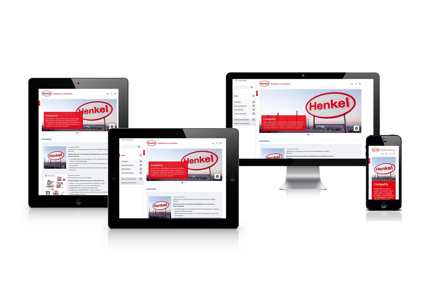 
La nueva página web corporativa de Henkel funciona en todos los dispositivos, proporcionando así la mejor experiencia al usuario.