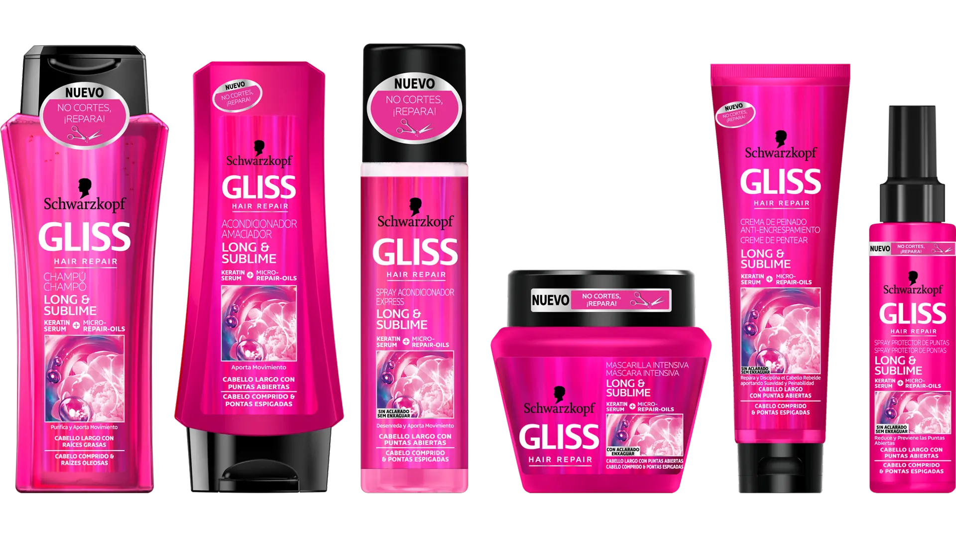 Gliss Long & Sublime está compuesta por seis productos que cubren diferentes necesidades del cabello largo.