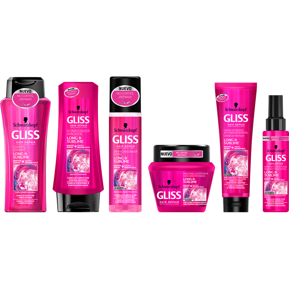 Gliss Long & Sublime está compuesta por seis productos que cubren diferentes necesidades del cabello largo.