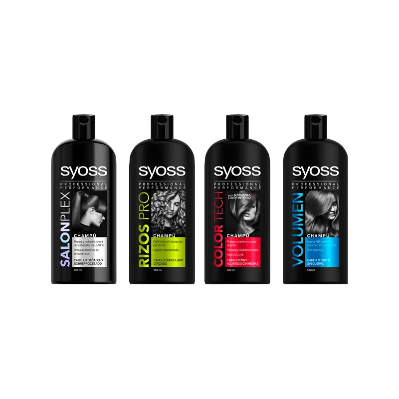 CHAMPÚS SYOSS. Champús adaptados a las necesidades de los diferentes tipos de cabello.