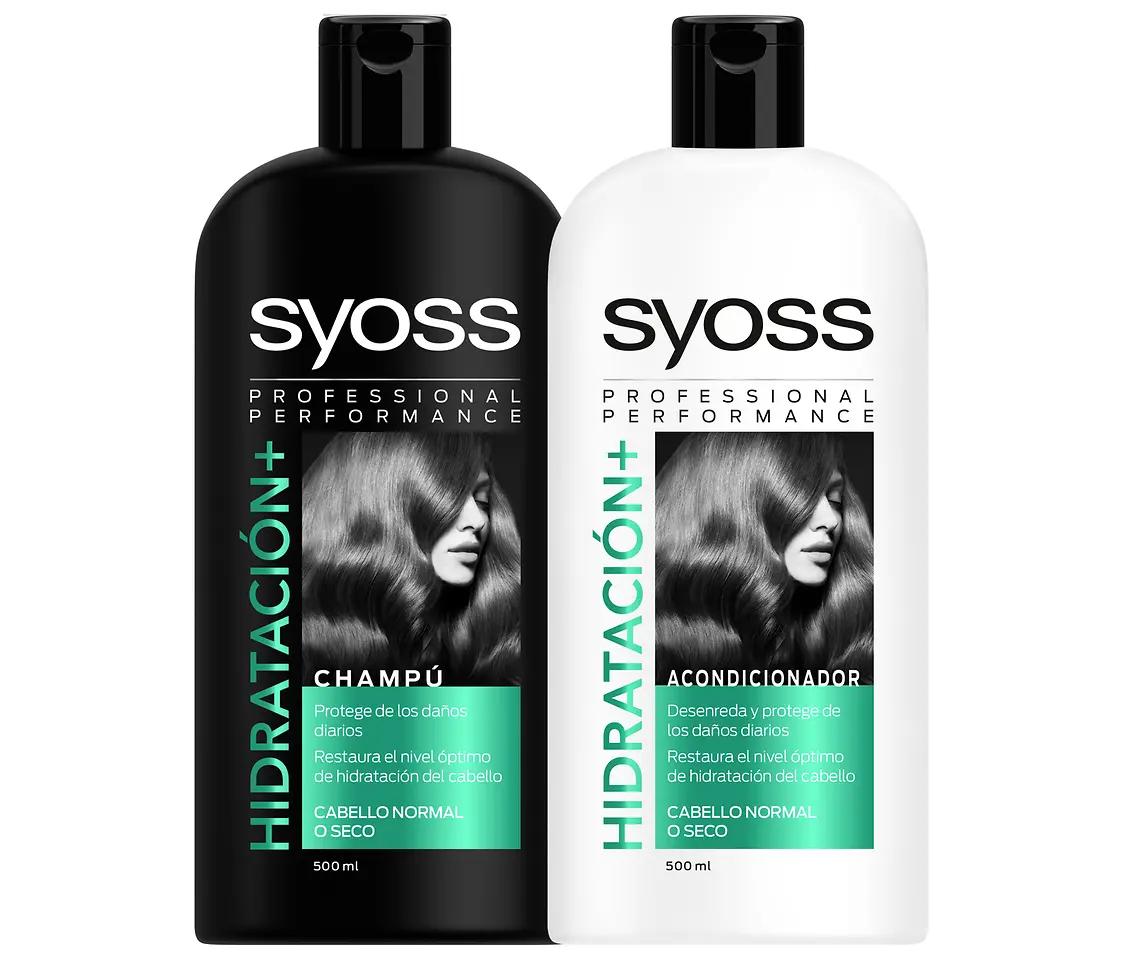 GAMA SYOSS HIDRATACIÓN+. Equilibra el nivel óptimo de hidratación del cabello sin apelmazarlo lavado tras lavado.